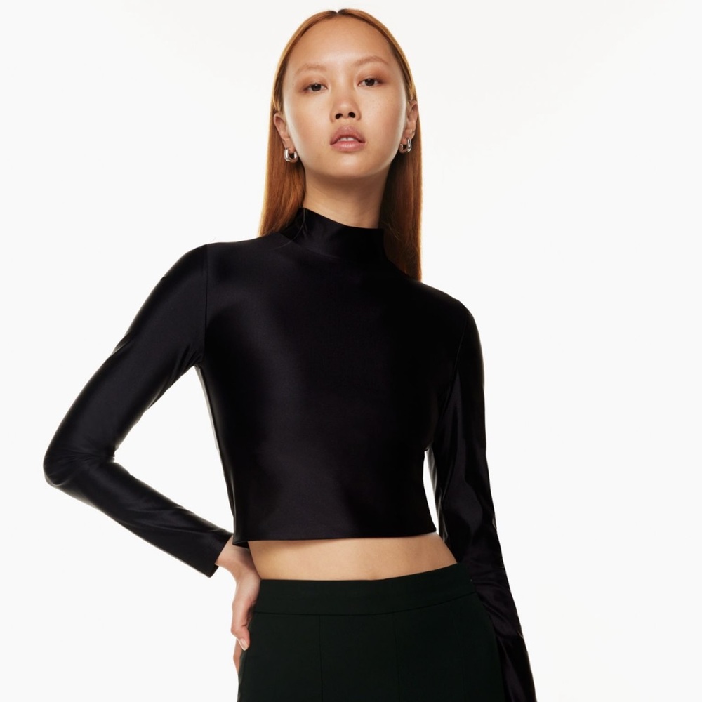 Aritzia Babaton Satinette Mockneck Longsleeve - Size Medium - Black